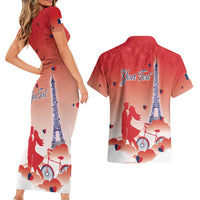 Personalized France Couples Matching Short Sleeve Bodycon Dress and Hawaiian Shirt Eiffel For Her - Wonder Print Shop