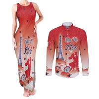 Personalized France Couples Matching Tank Maxi Dress and Long Sleeve Button Shirt Eiffel For Her - Wonder Print Shop