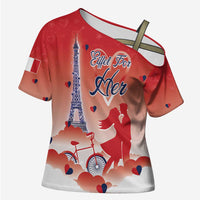 Personalized France Cross Shoulder Shirt Eiffel For Her - Wonder Print Shop