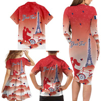 Personalized France Family Matching Long Sleeve Bodycon Dress and Hawaiian Shirt Eiffel For Her - Wonder Print Shop