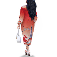 Personalized France Family Matching Off The Shoulder Long Sleeve Dress and Hawaiian Shirt Eiffel For Her - Wonder Print Shop