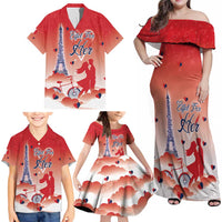 Personalized France Family Matching Off Shoulder Maxi Dress and Hawaiian Shirt Eiffel For Her - Wonder Print Shop