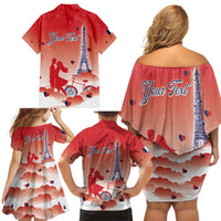Personalized France Family Matching Off Shoulder Short Dress and Hawaiian Shirt Eiffel For Her - Wonder Print Shop