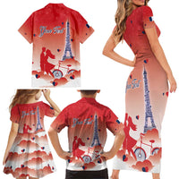 Personalized France Family Matching Short Sleeve Bodycon Dress and Hawaiian Shirt Eiffel For Her - Wonder Print Shop