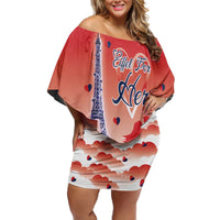 Personalized France Off Shoulder Short Dress Eiffel For Her - Wonder Print Shop