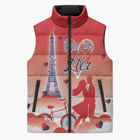 Personalized France Sleeveless Puffer Jacket Eiffel For Her - Wonder Print Shop