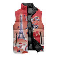 Personalized France Sleeveless Puffer Jacket Eiffel For Her - Wonder Print Shop