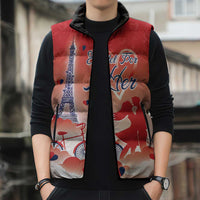 Personalized France Sleeveless Puffer Jacket Eiffel For Her - Wonder Print Shop