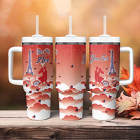 Personalized France Tumbler With Handle Eiffel For Her - Wonder Print Shop