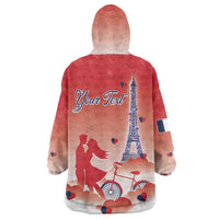 Personalized France Wearable Blanket Hoodie Eiffel For Her - Wonder Print Shop