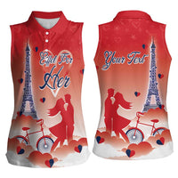 Personalized France Women Sleeveless Polo Shirt Eiffel For Her - Wonder Print Shop