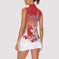 Personalized France Women Sleeveless Polo Shirt Eiffel For Her - Wonder Print Shop