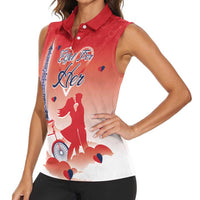 Personalized France Women Sleeveless Polo Shirt Eiffel For Her - Wonder Print Shop