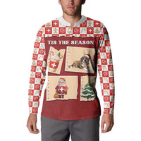 Switzerland Christmas Button Sweatshirt Tis The Season - Wonder Print Shop