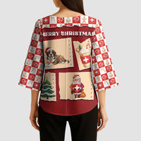Switzerland Christmas Kimono Sleeve Blouse Tis The Season - Wonder Print Shop