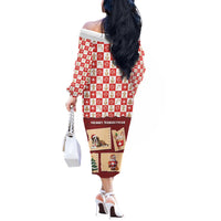 Switzerland Christmas Off The Shoulder Long Sleeve Dress Tis The Season - Wonder Print Shop