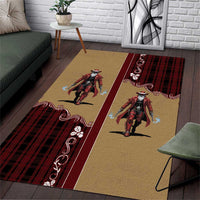 Western Yoke Area Rug Black Santa Cowboy Retro Style - Wonder Print Shop