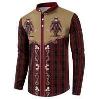 Western Yoke Button Sweatshirt Black Santa Cowboy Retro Style - Wonder Print Shop