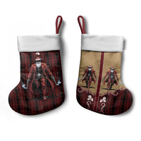 Western Yoke Christmas Stocking Black Santa Cowboy Retro Style - Wonder Print Shop