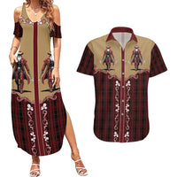 Western Yoke Couples Matching Summer Maxi Dress and Hawaiian Shirt Black Santa Cowboy Retro Style - Wonder Print Shop