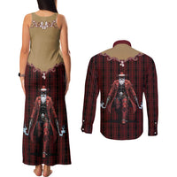 Western Yoke Couples Matching Tank Maxi Dress and Long Sleeve Button Shirt Black Santa Cowboy Retro Style - Wonder Print Shop