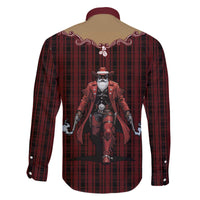 Western Yoke Family Matching Off The Shoulder Long Sleeve Dress and Hawaiian Shirt Black Santa Cowboy Retro Style - Wonder Print Shop