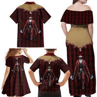 Western Yoke Family Matching Off Shoulder Maxi Dress and Hawaiian Shirt Black Santa Cowboy Retro Style - Wonder Print Shop