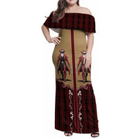 Western Yoke Family Matching Off Shoulder Maxi Dress and Hawaiian Shirt Black Santa Cowboy Retro Style - Wonder Print Shop