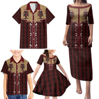 Western Yoke Family Matching Puletasi and Hawaiian Shirt Black Santa Cowboy Retro Style - Wonder Print Shop