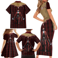 Western Yoke Family Matching Short Sleeve Bodycon Dress and Hawaiian Shirt Black Santa Cowboy Retro Style - Wonder Print Shop