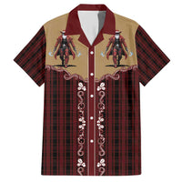 Western Yoke Family Matching Short Sleeve Bodycon Dress and Hawaiian Shirt Black Santa Cowboy Retro Style - Wonder Print Shop