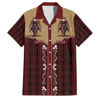 Western Yoke Hawaiian Shirt Black Santa Cowboy Retro Style - Wonder Print Shop