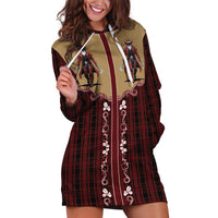 Western Yoke Hoodie Dress Black Santa Cowboy Retro Style - Wonder Print Shop