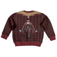 Western Yoke Kid Ugly Christmas Sweater Black Santa Cowboy Retro Style - Wonder Print Shop