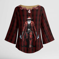 Western Yoke Kimono Sleeve Blouse Black Santa Cowboy Retro Style - Wonder Print Shop