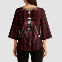 Western Yoke Kimono Sleeve Blouse Black Santa Cowboy Retro Style - Wonder Print Shop