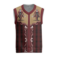 Western Yoke Christmas Knitted V-Neck Vest Black Santa Cowboy Retro Style - Wonder Print Shop