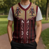 Western Yoke Christmas Knitted V-Neck Vest Black Santa Cowboy Retro Style - Wonder Print Shop