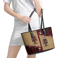 Western Yoke Leather Tote Bag Black Santa Cowboy Retro Style - Wonder Print Shop