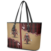 Western Yoke Leather Tote Bag Black Santa Cowboy Retro Style - Wonder Print Shop