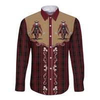 Western Yoke Long Sleeve Button Shirt Black Santa Cowboy Retro Style - Wonder Print Shop