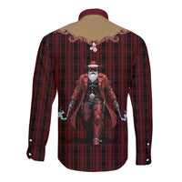 Western Yoke Long Sleeve Button Shirt Black Santa Cowboy Retro Style - Wonder Print Shop