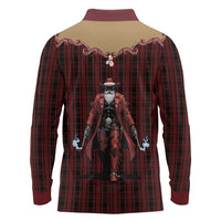 Western Yoke Long Sleeve Polo Shirt Black Santa Cowboy Retro Style - Wonder Print Shop