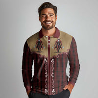 Western Yoke Long Sleeve Polo Shirt Black Santa Cowboy Retro Style - Wonder Print Shop