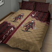 Western Yoke Quilt Bed Set Black Santa Cowboy Retro Style - Wonder Print Shop