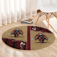 Western Yoke Round Carpet Black Santa Cowboy Retro Style - Wonder Print Shop