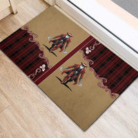 Western Yoke Rubber Doormat Black Santa Cowboy Retro Style - Wonder Print Shop