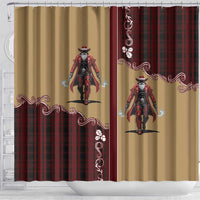 Western Yoke Shower Curtain Black Santa Cowboy Retro Style - Wonder Print Shop