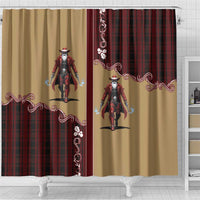 Western Yoke Shower Curtain Black Santa Cowboy Retro Style - Wonder Print Shop