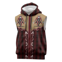 Western Yoke Sleeveless Hoodie Black Santa Cowboy Retro Style - Wonder Print Shop